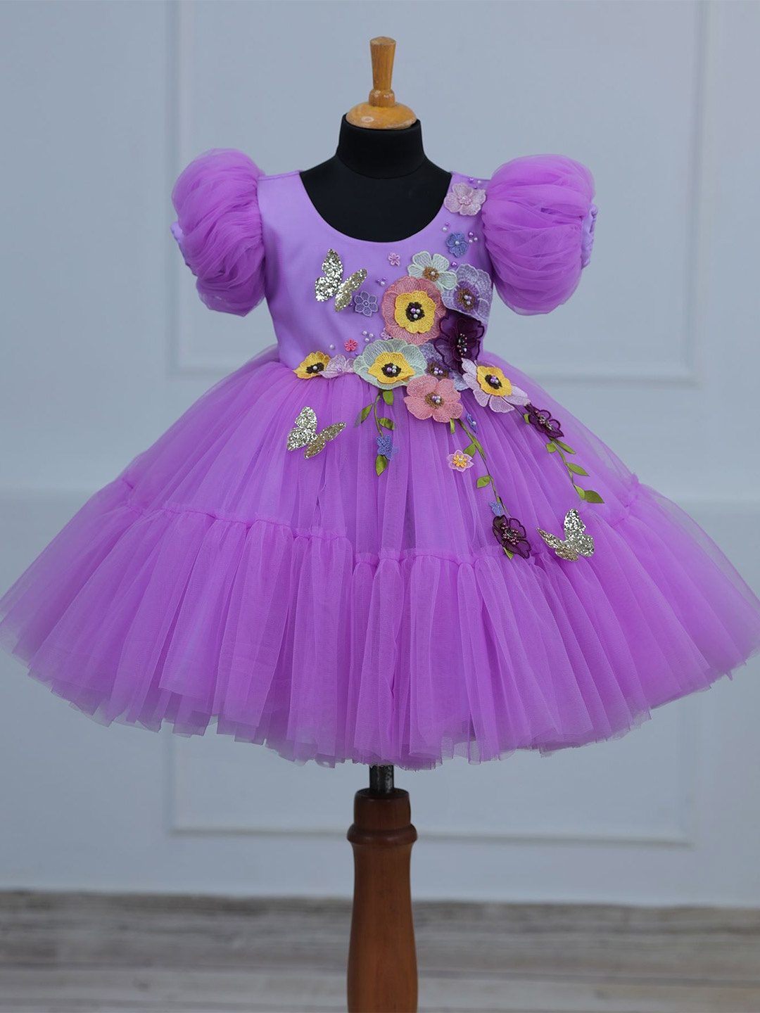 Li & Li Boutique Girls Net Fit & Flare Dress, Lavender