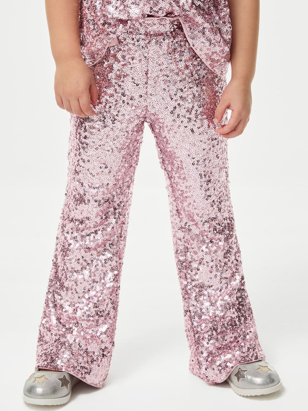 

Marks & Spencer Girls Floral Printed High-Rise Trousers, Pink