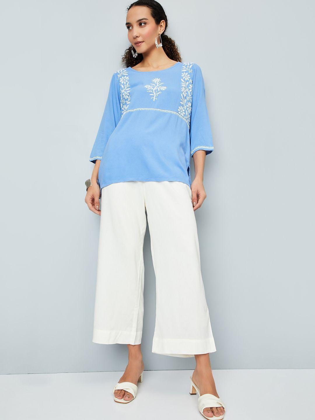 

max Women Straight Fit Cropped Palazzos, Off white