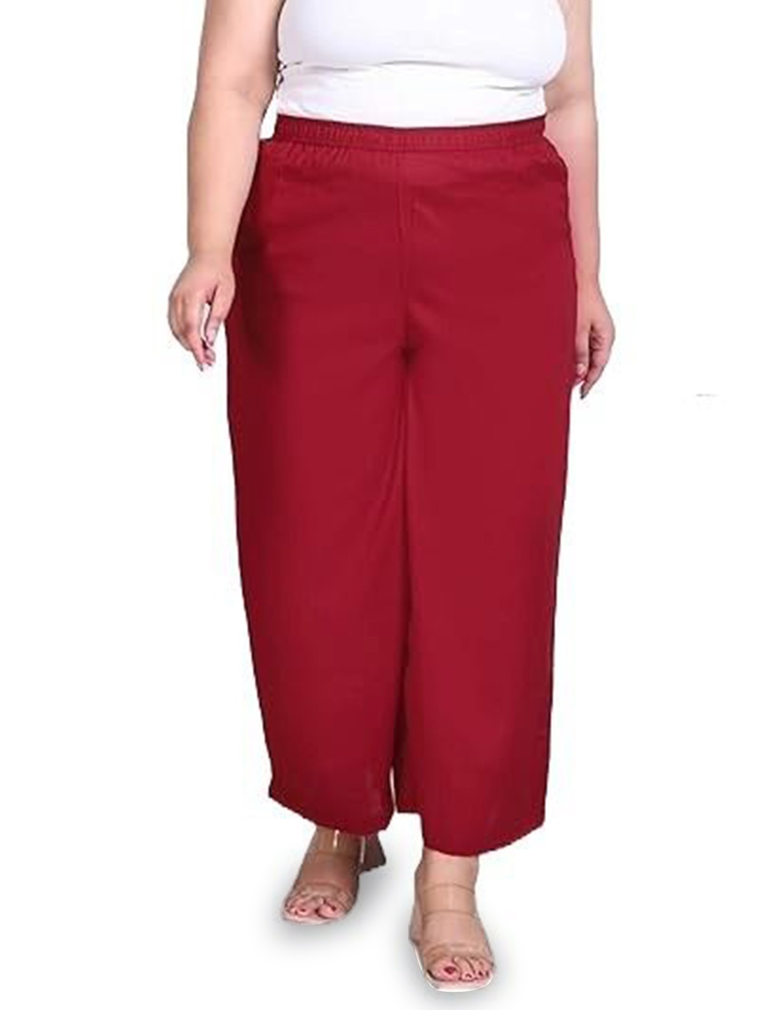 

ATARAH Women Cotton Ethnic Wide Leg Palazzos, Red