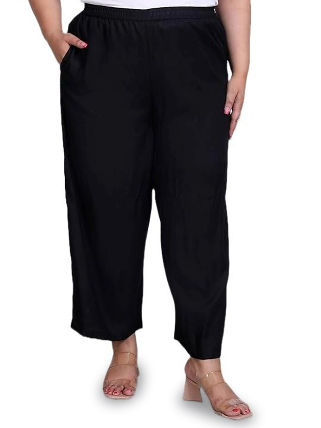 

ATARAH Women Cotton Ethnic Wide Leg Palazzos, Black