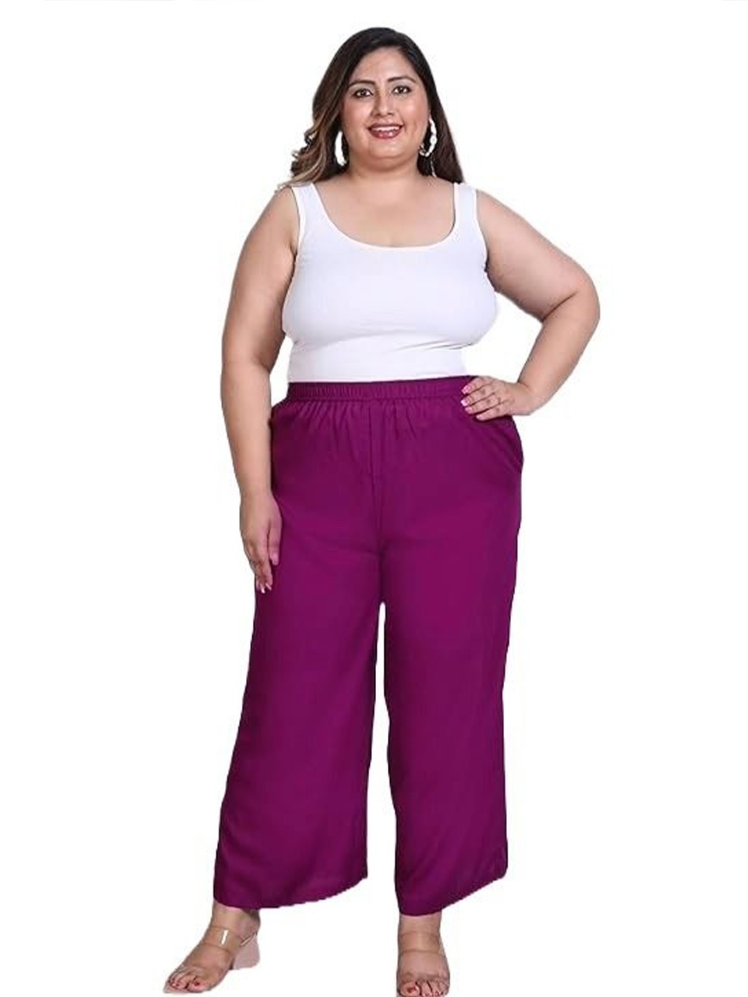 

ATARAH Women Ethnic Wide Leg Palazzos, Purple