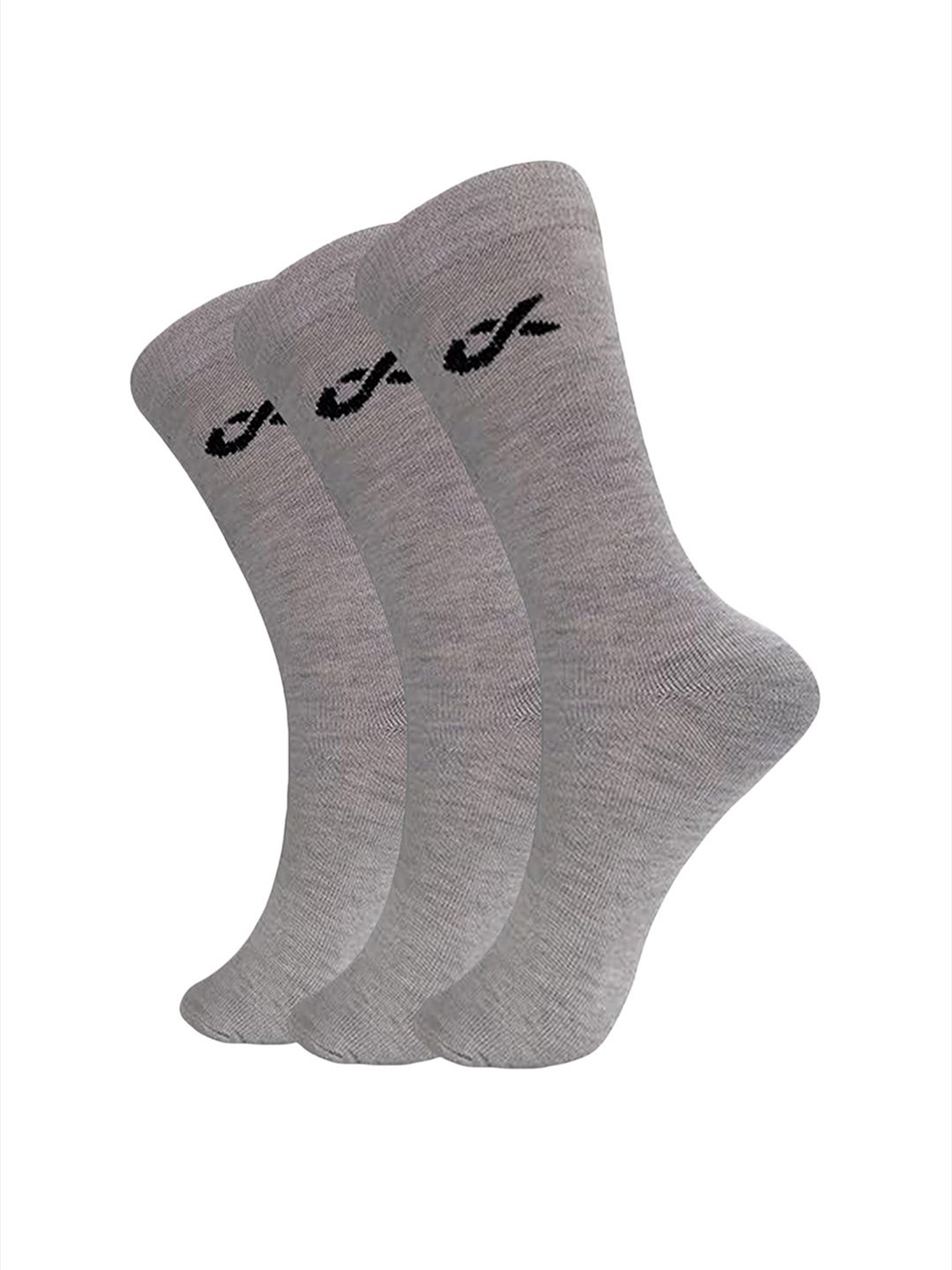 

Xjarvis Men Pack Of 3 Cotton Calf-Length Socks, Grey