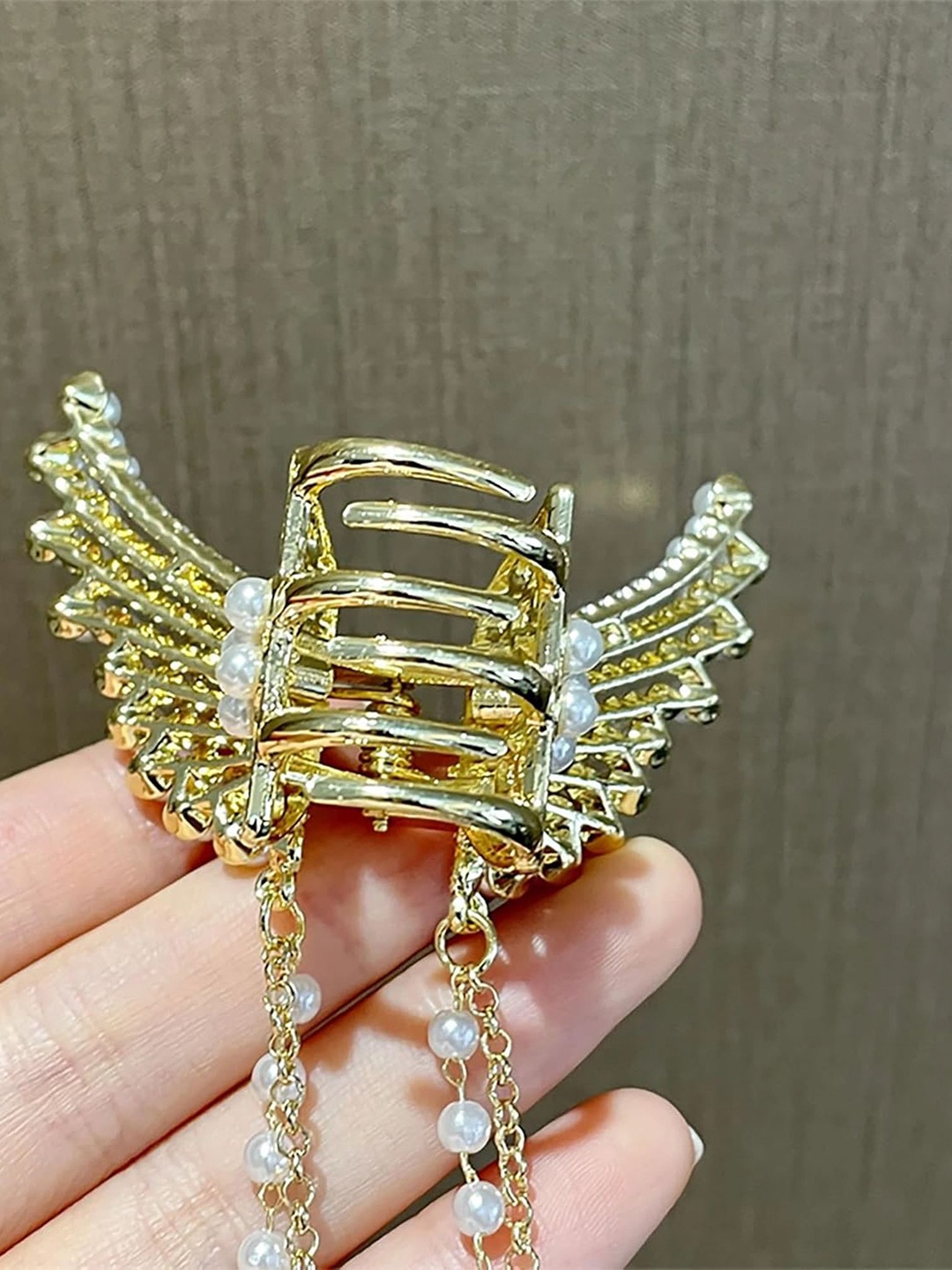 

PolluxCraft Women Alligator Butterfly Hair Clip, Gold
