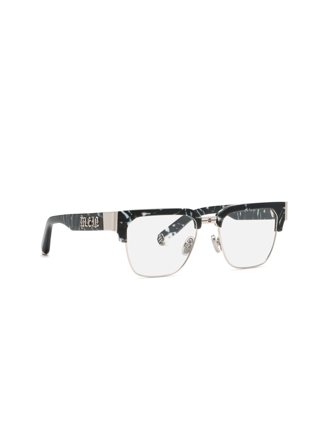 

PHILIPP PLEIN Men Abstract Half Rim Browline Frames, Black