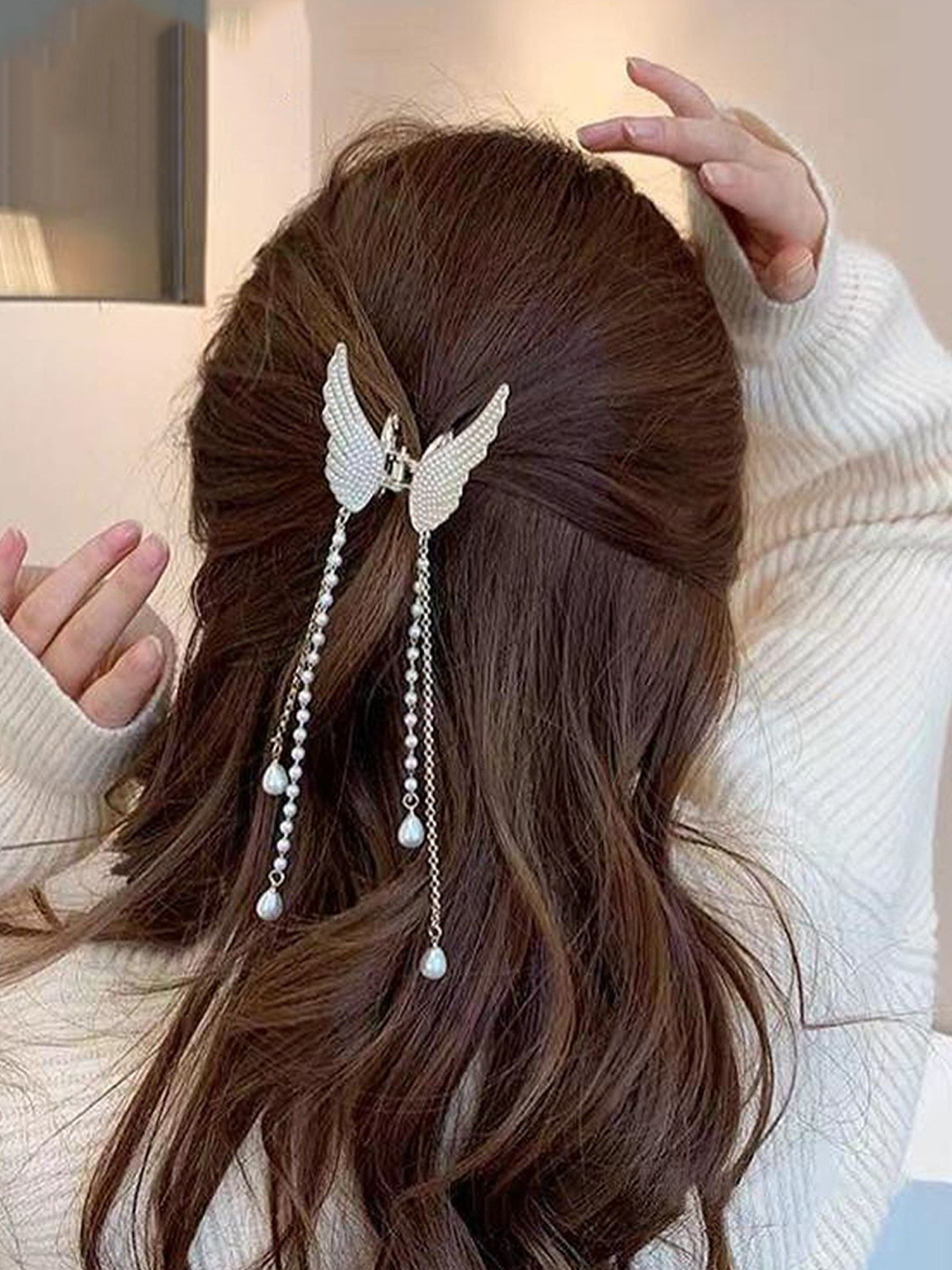 

PolluxCraft Women Claw Butterfly Hair Clip, Silver