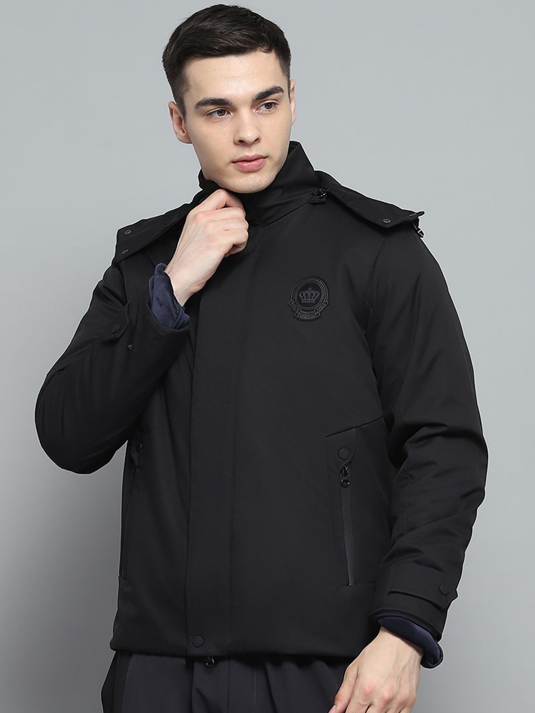 

Monte Carlo Men Hooded Solid Casual Padded Lightweight Jacket, Black