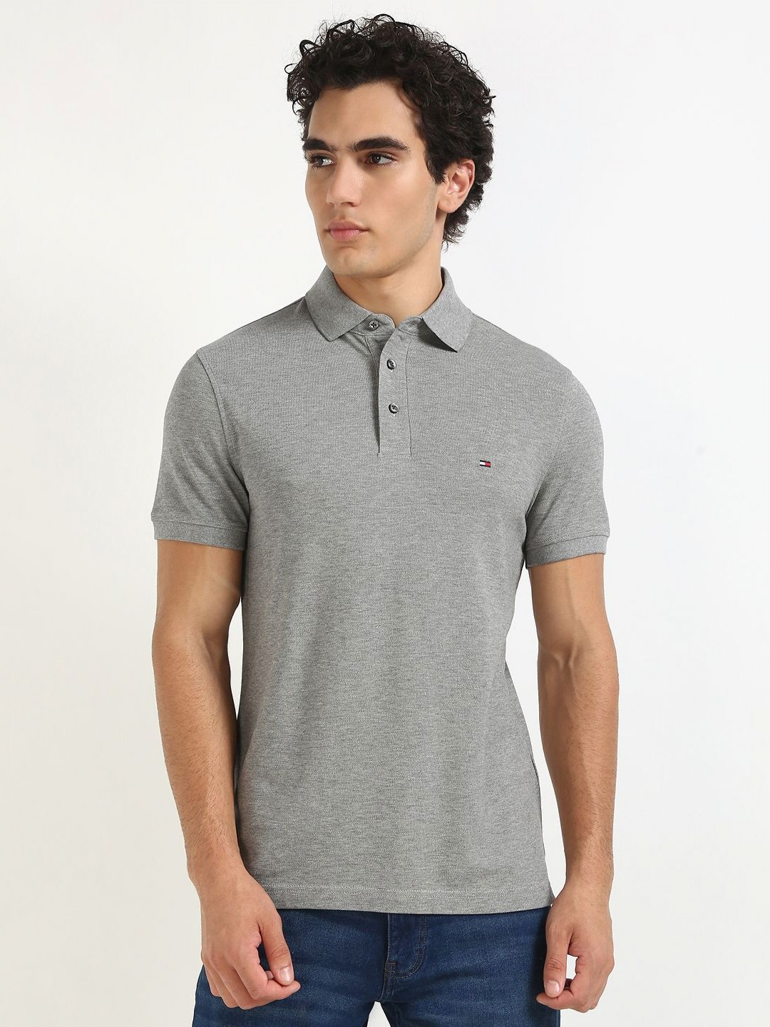 

Tommy Hilfiger Men Solid Polo Collar Cotton T-shirt, Grey