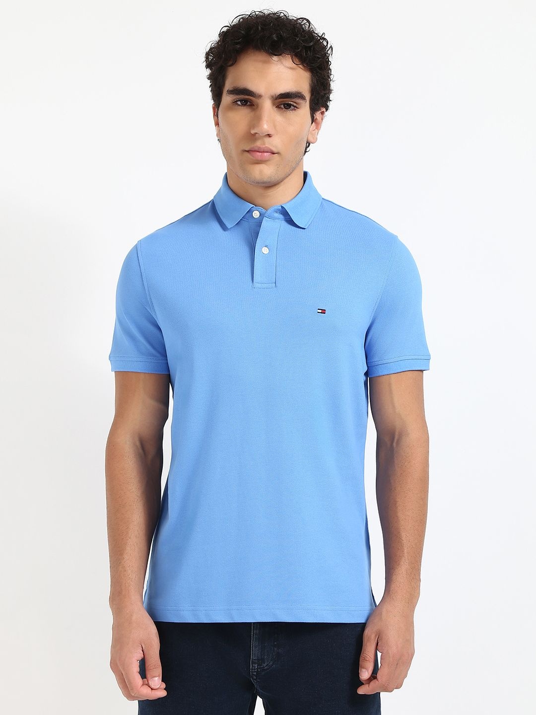 

Tommy Hilfiger Men Solid Polo Collar Cotton T-shirt, Blue