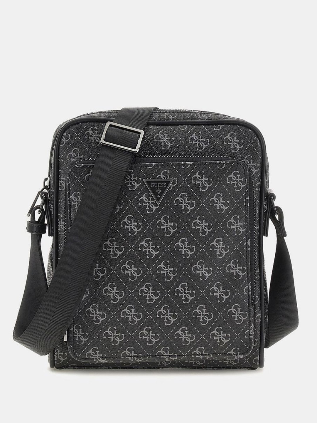 

GUESS Men Brand Logo Printed Structured Sling Bag, Black