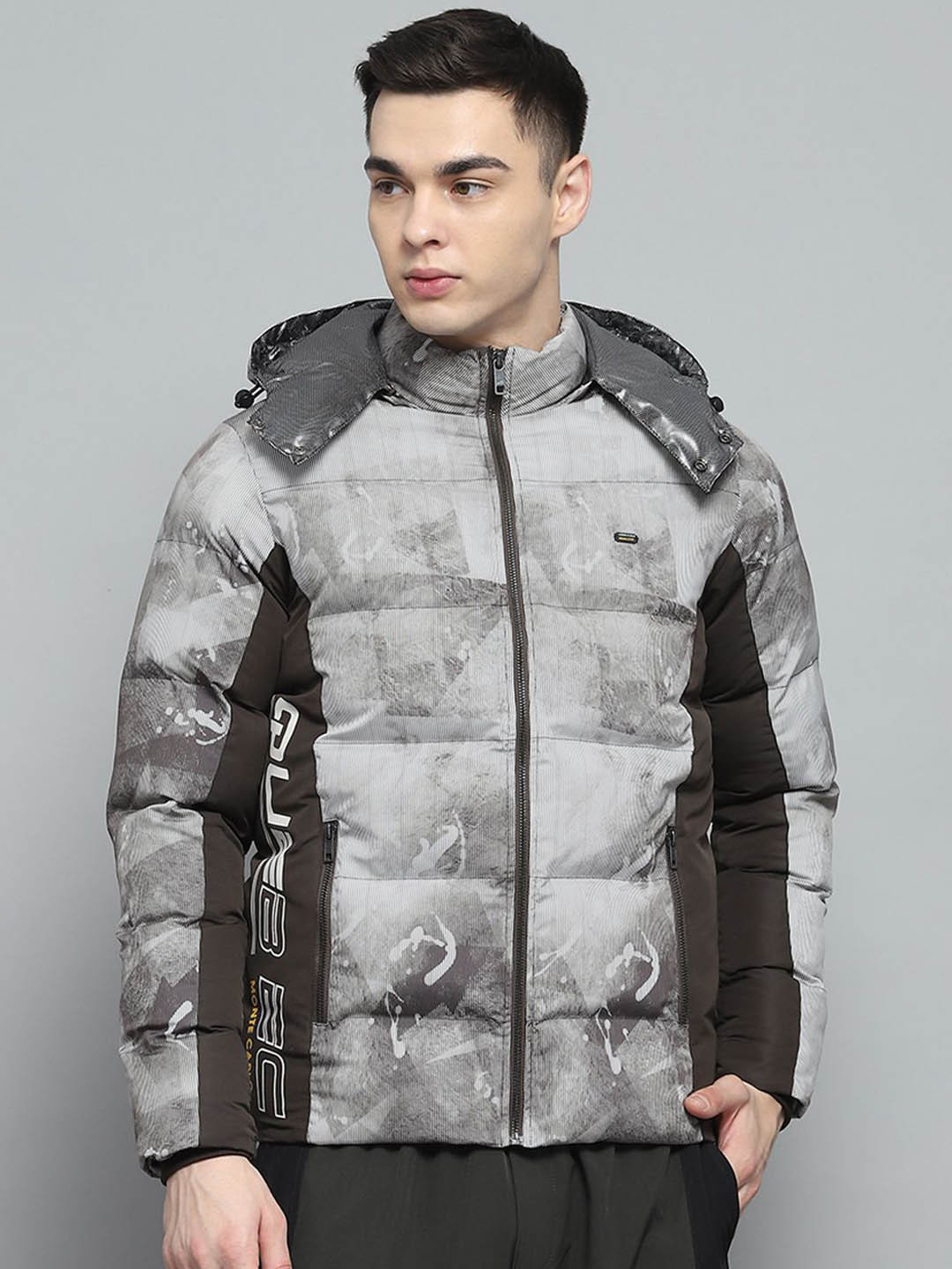 

Monte Carlo Men Hooded Colourblocked Casual Lightweight Padded Jacket, Brown