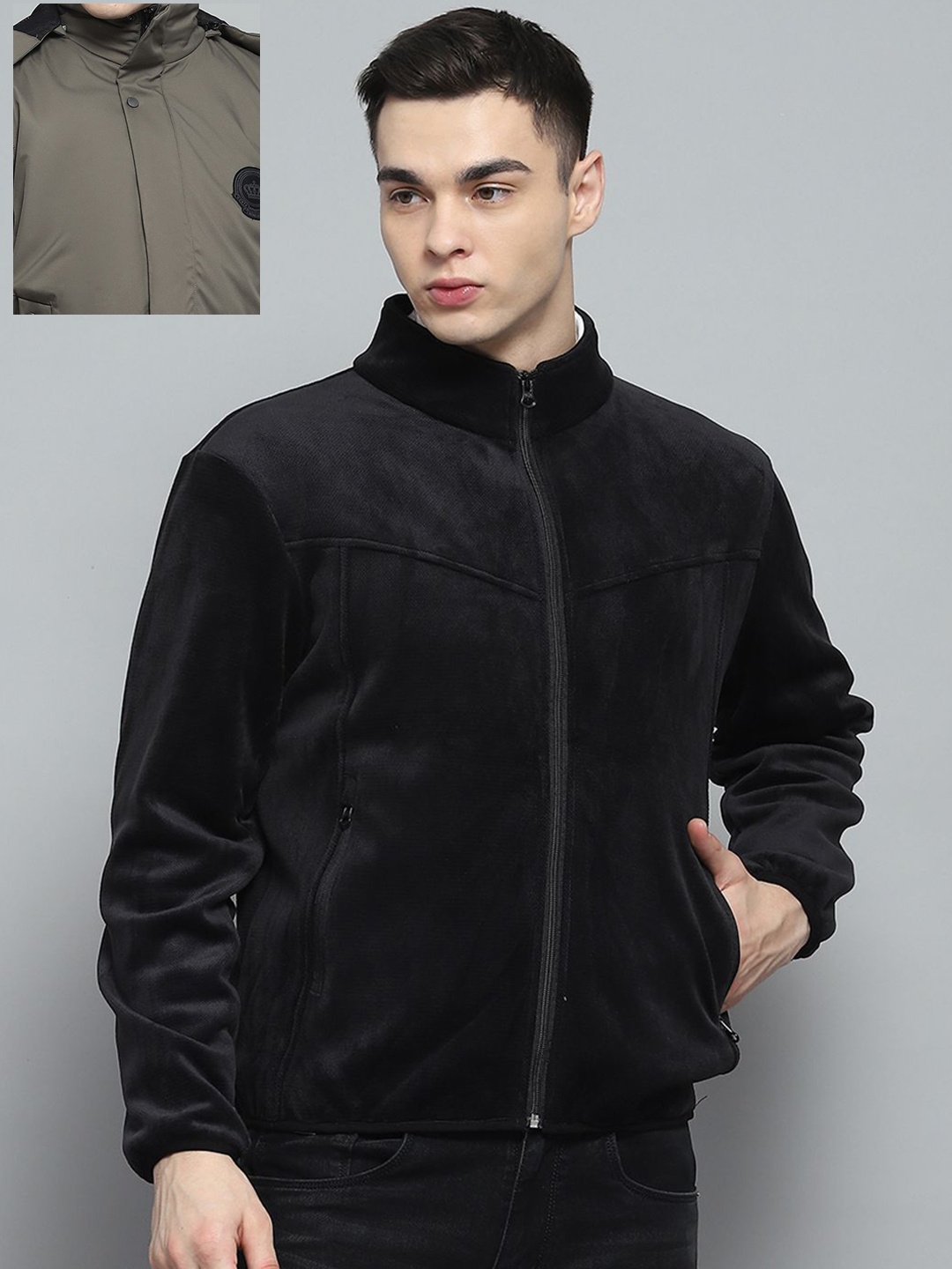 

Monte Carlo Men Hooded Solid Casual Lightweight Bomber Jacket, Olive