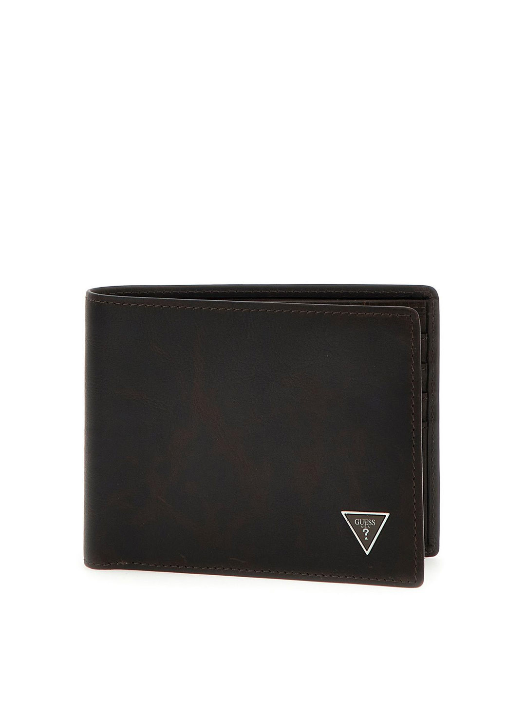 

GUESS Men Leather Two Fold Wallet, Brown