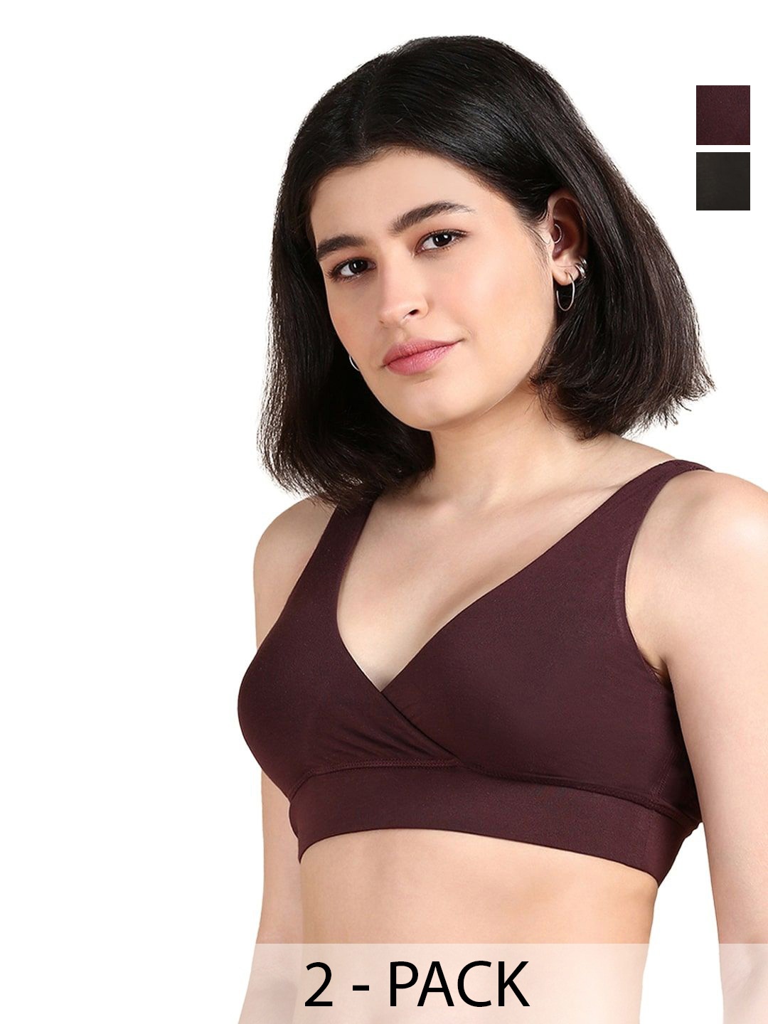

&CIRCUS Women Pack of 2 Maternity Medium Coverage Seamless Bra, Brown