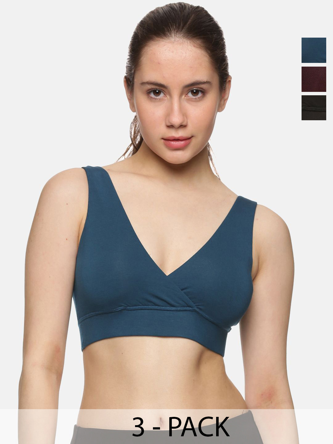 

&CIRCUS Women Pack of 3 Maternity Medium Coverage Seamless Bra, Blue