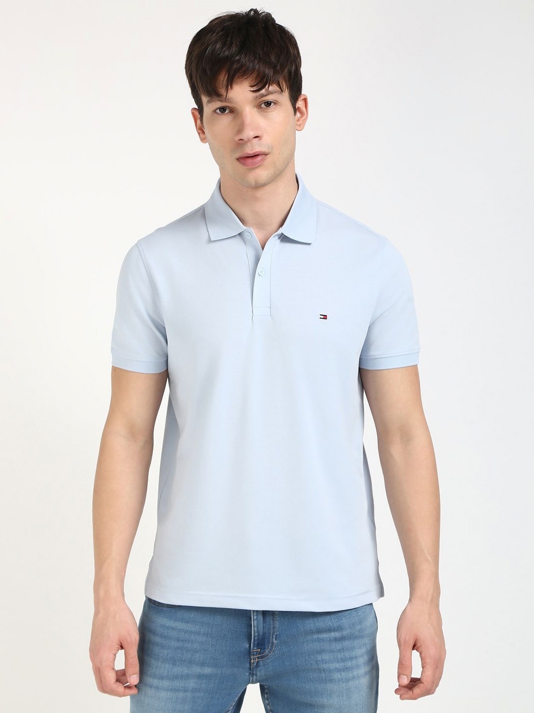 

Tommy Hilfiger Men Solid Polo Collar Cotton T-shirt, Blue