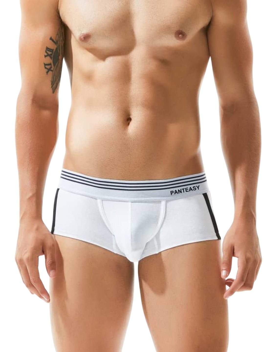 

PANTEAZY Men Side Stripe Printed DesignStretchable Short Length Briefs LO-S03-FWD-W-S, White