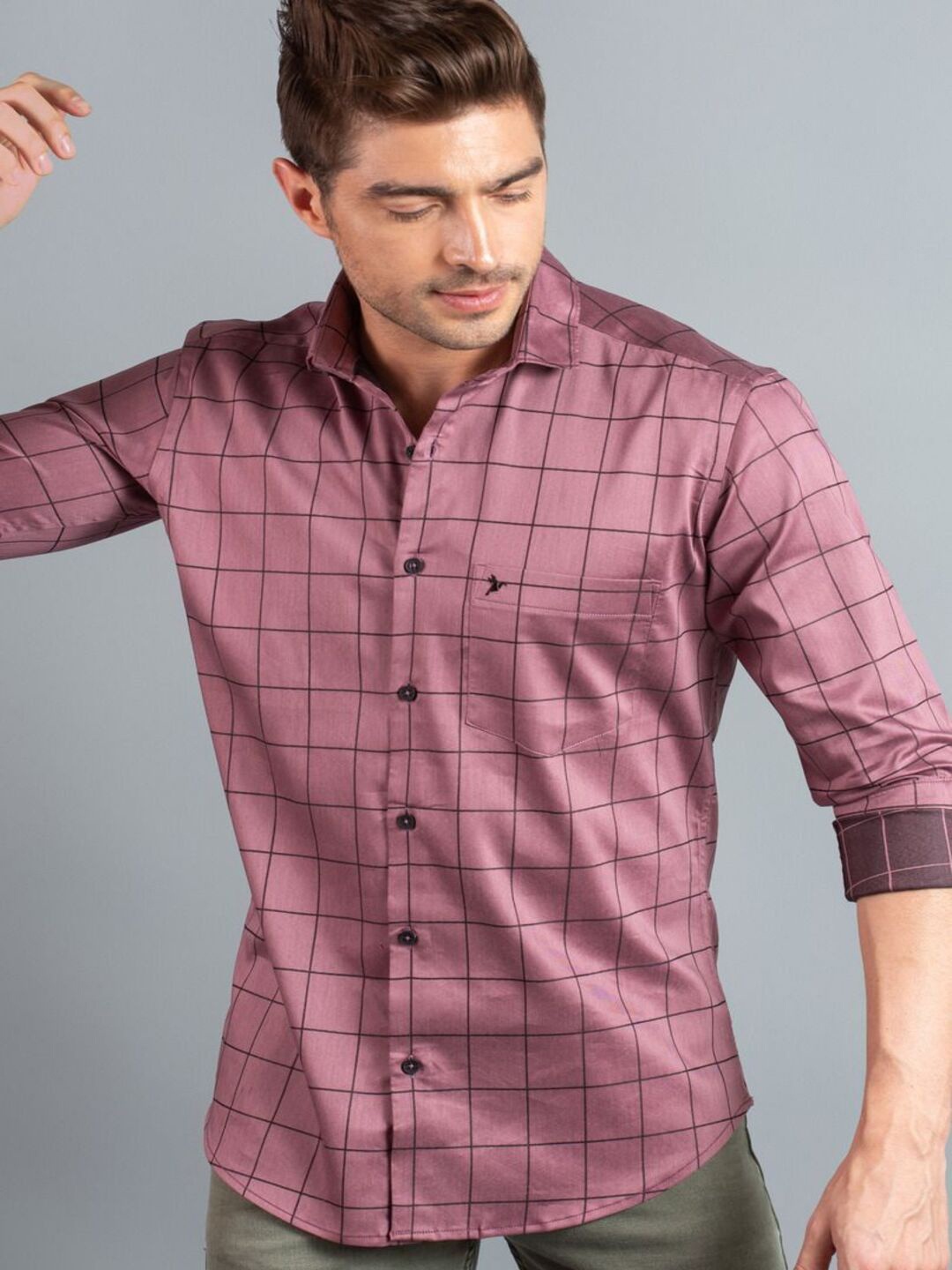 

Blueisland Clothing Men Pack Of 5 Standard Fit Grid Tattersall Checked Cotton Shirts, Pink