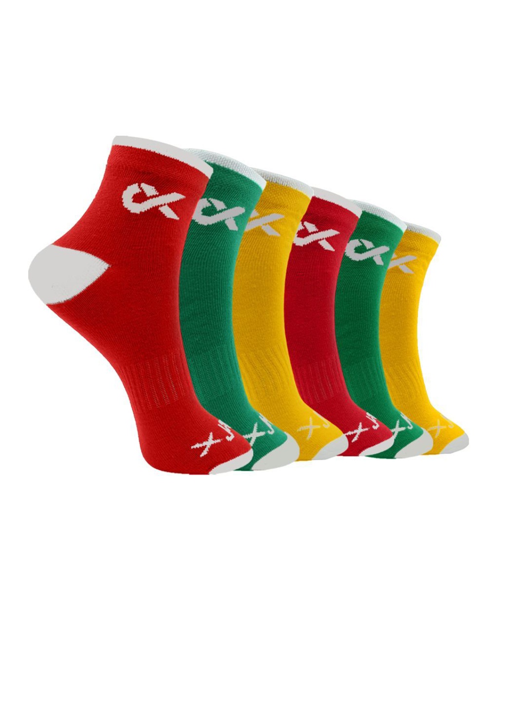 

Xjarvis Pack Of 6 Cotton Ankle-Length Socks, Red