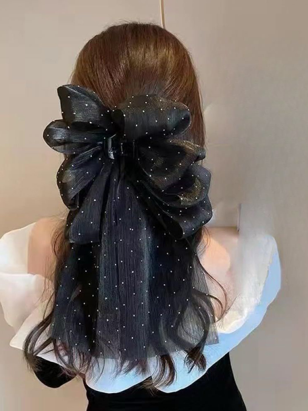 

BAESD Women Alligator Hair Bow with Polka Dots, Black