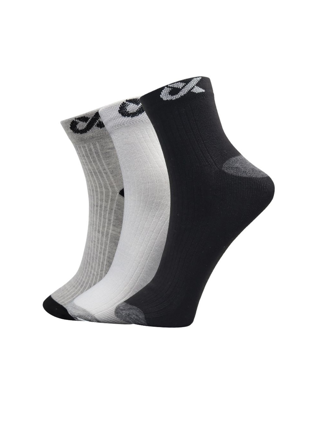 

Xjarvis Unisex Pack Of 3 Assorted Ankle-Length Cotton Socks, White