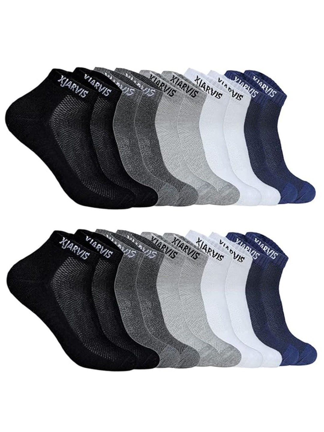 

Xjarvis Unisex Pack Of 10 Cotton Ankle-Length Breathable Socks, Black