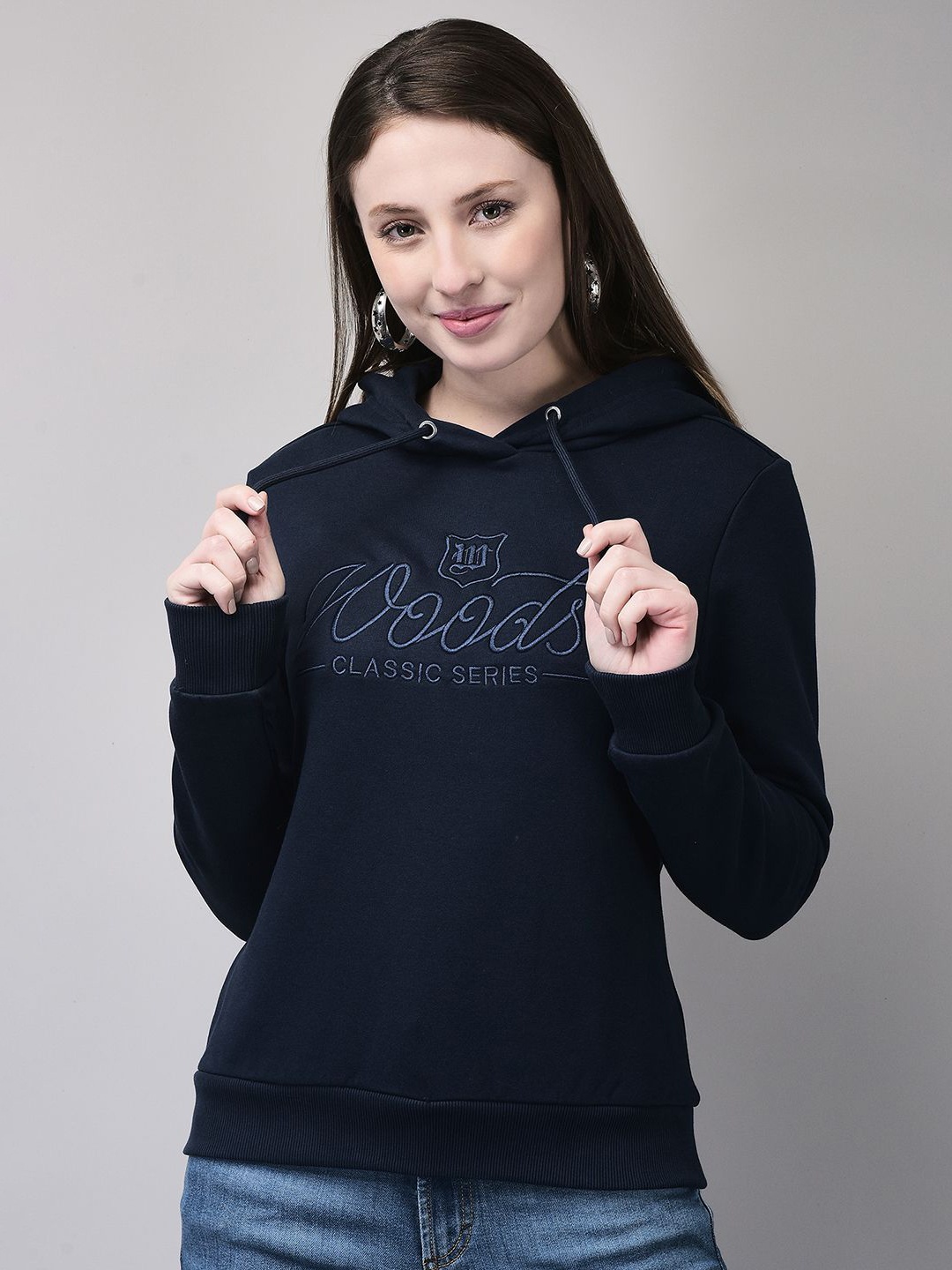 

Woods Women Long Sleeves Ribbed Sweatshirt, Navy blue