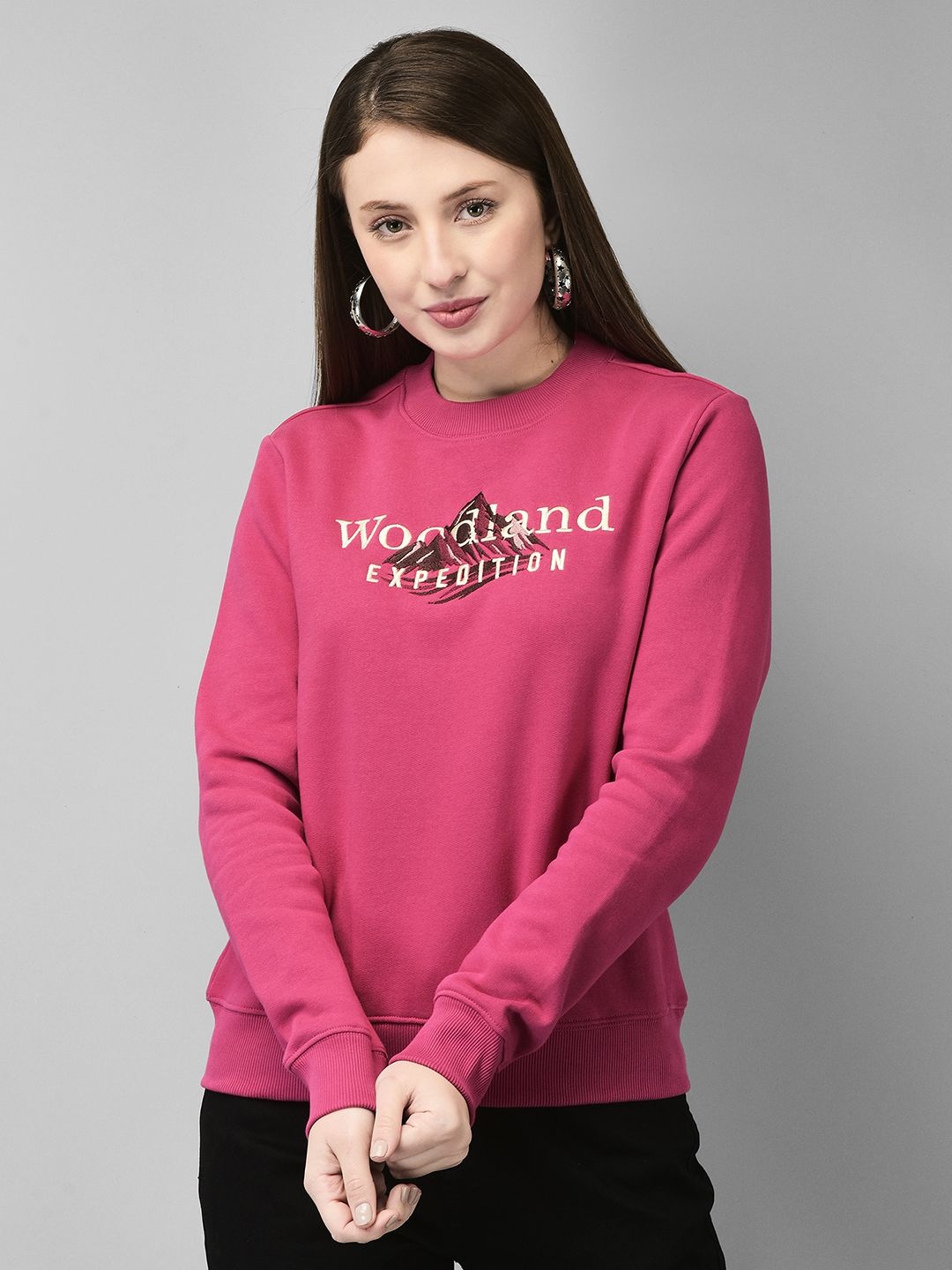 

Woods Women Long Sleeves Ribbed Sweatshirt, Fuchsia