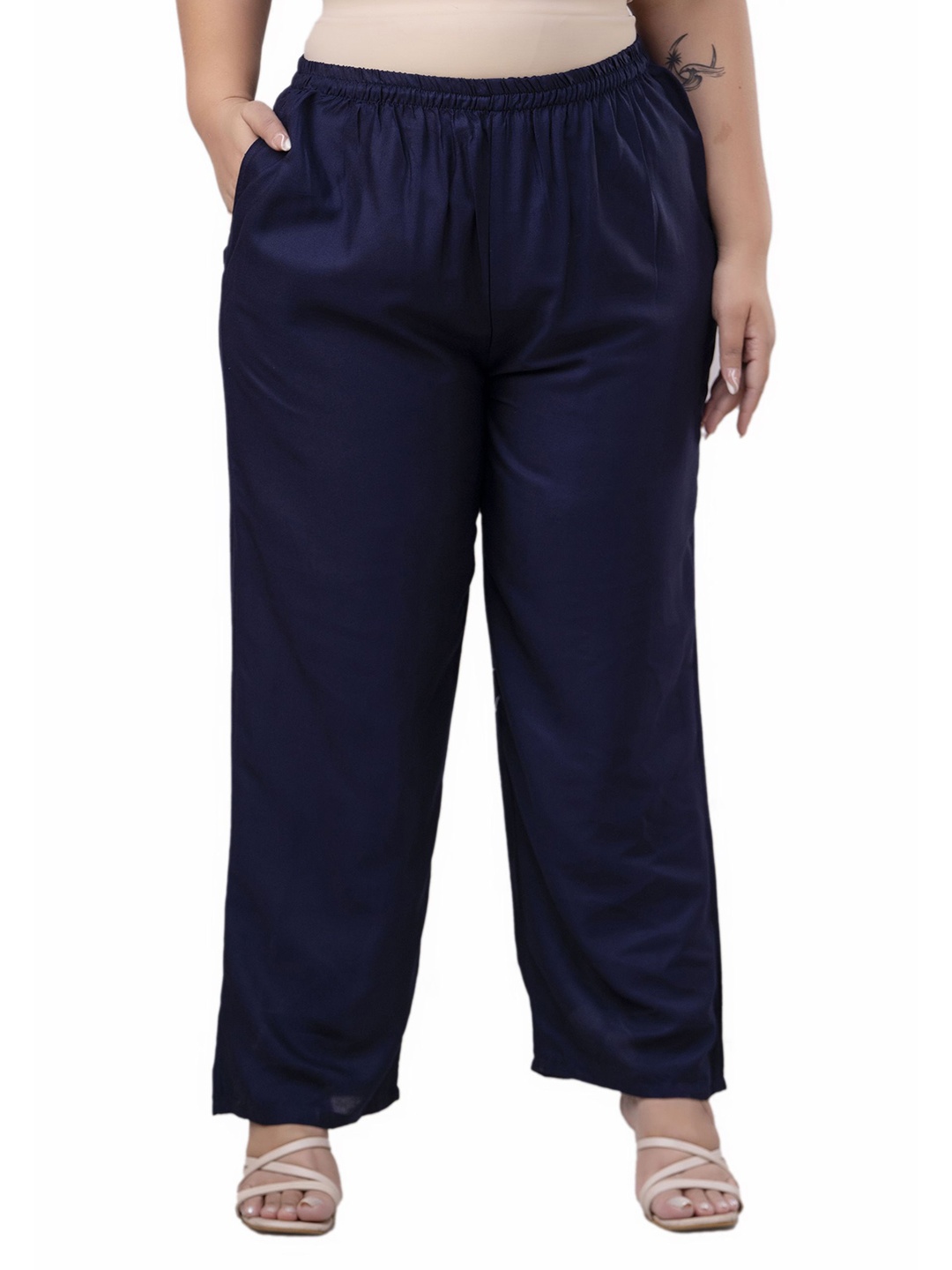 

Fashion Zest Women Plus Size Straight Fit Ethnic Palazzos, Blue