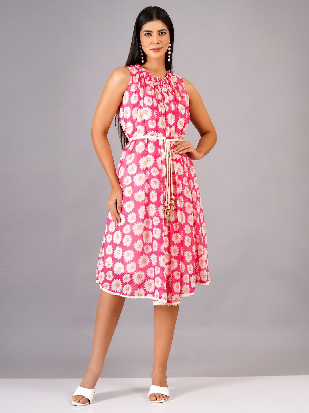 

BAESD Women Fit & Flare Midi Dress, Pink