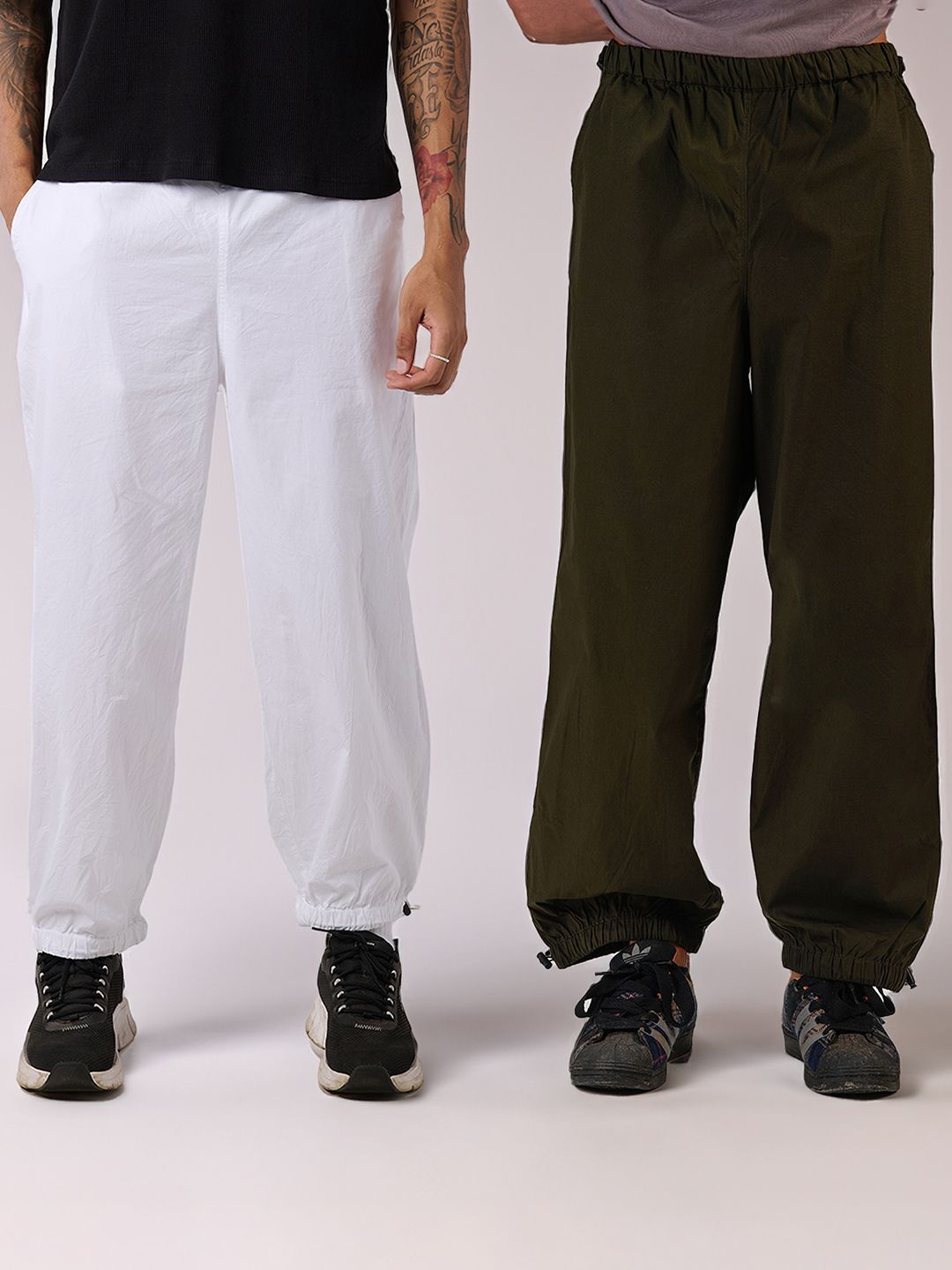 

IZF Men Loose Fit High-Rise Joggers Trousers, White