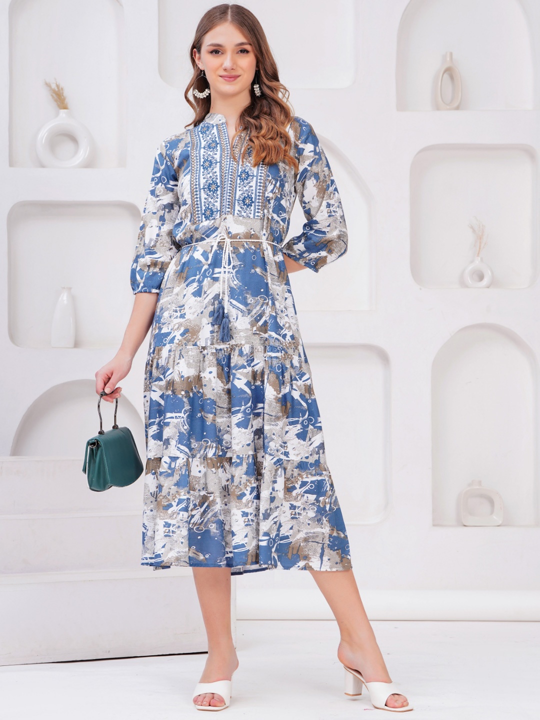 

BAESD Women Fit & Flare Midi Dress, Blue