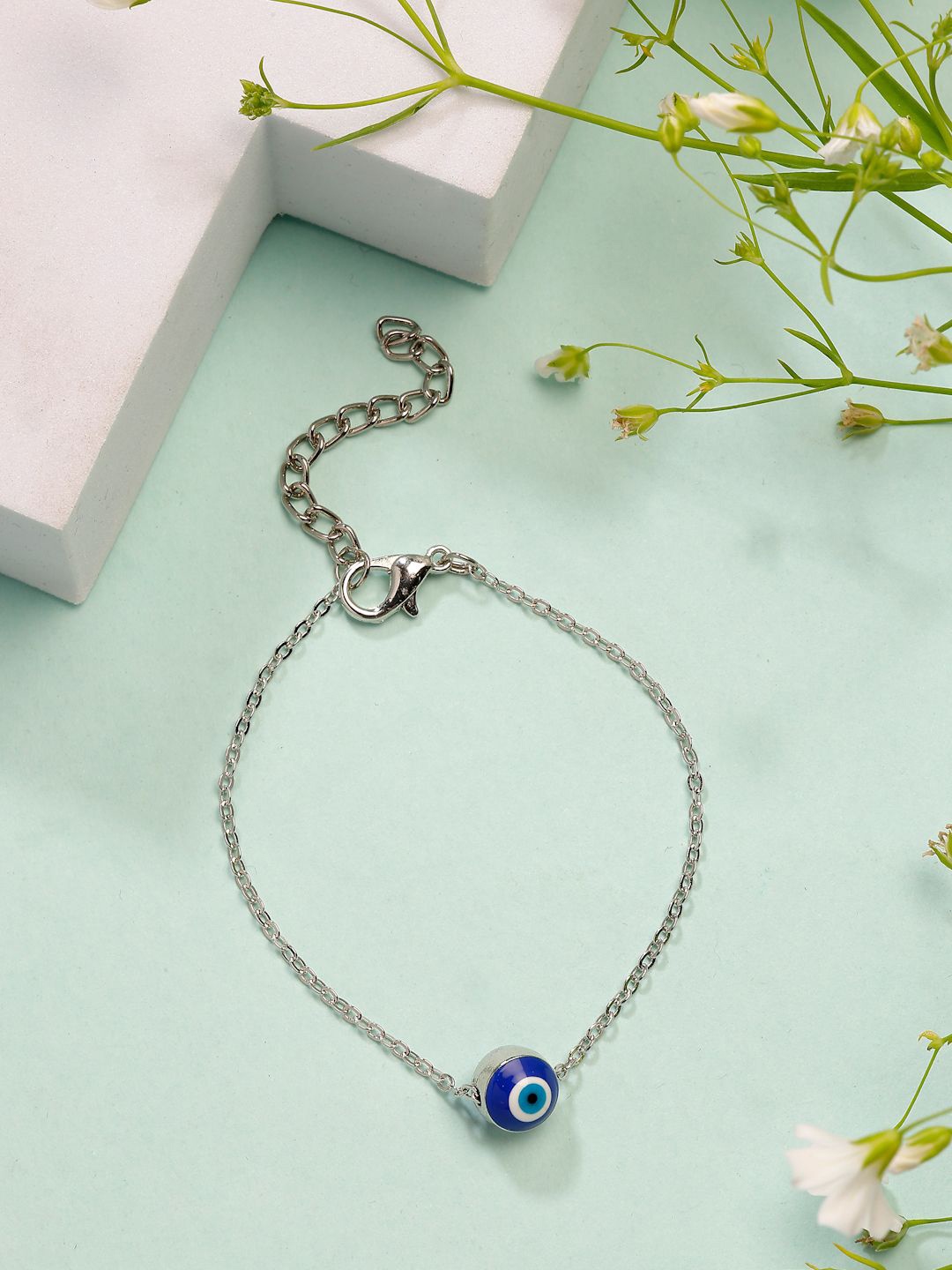 

NVR Women Silver-Plated Evil Eye Link Bracelet
