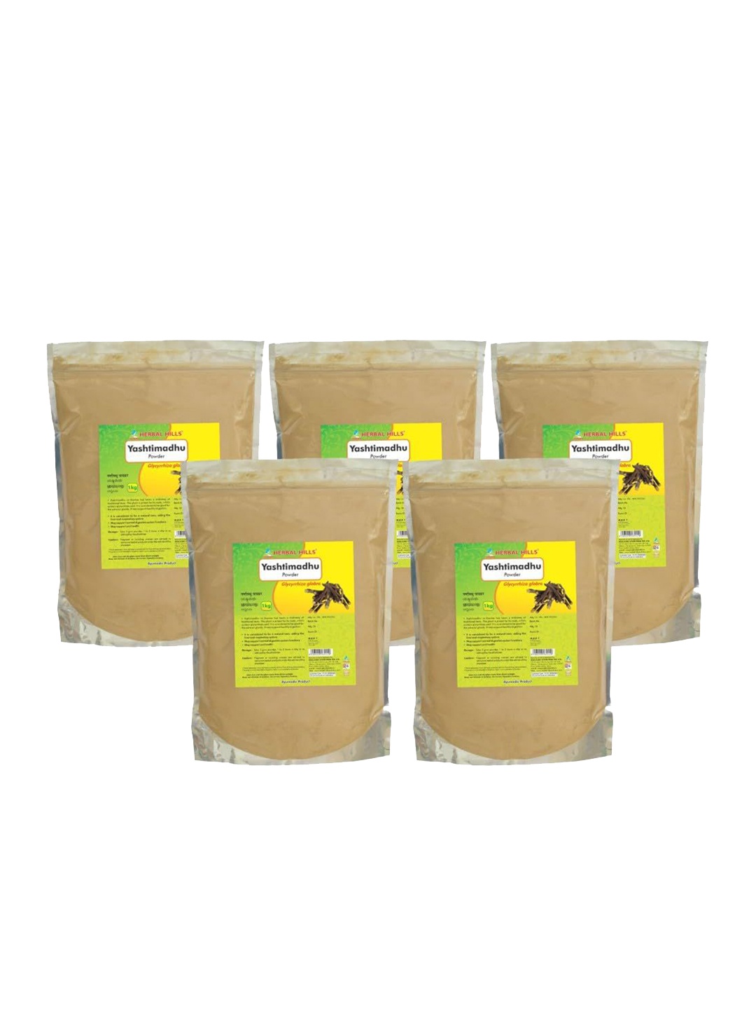 

Herbal Hills Yashtimadhu Powder Edible Licorice (1 Kg Pack of 5), White