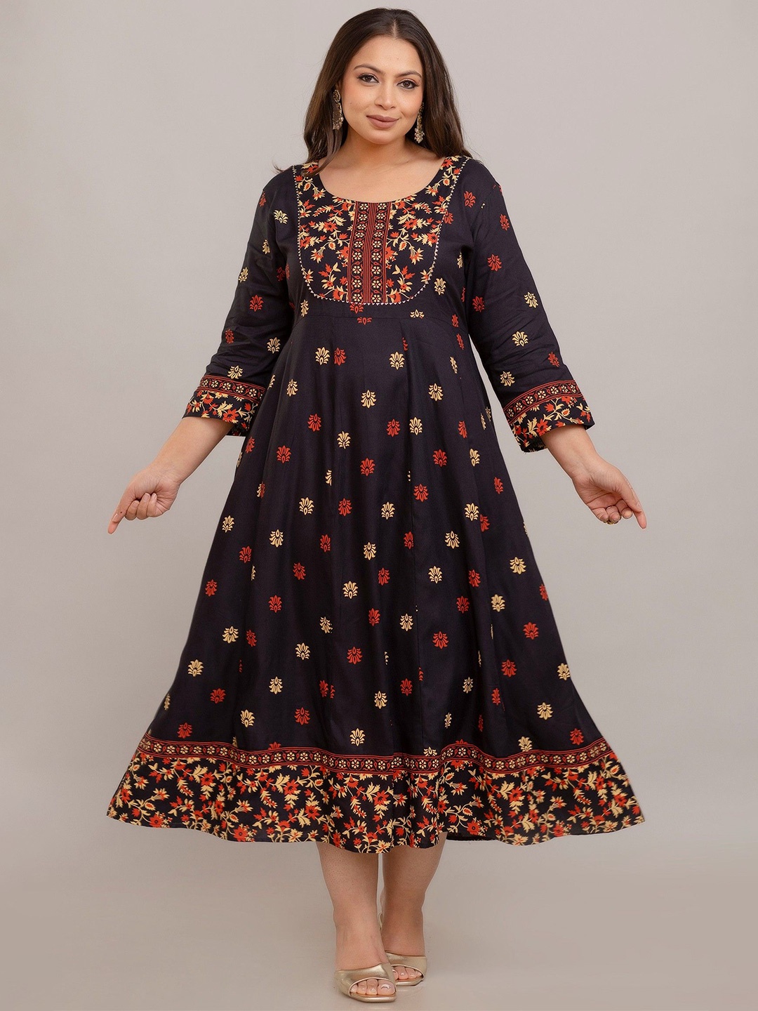 

Fashion Zest Women Plus Size Floral Printed GownDress, Black