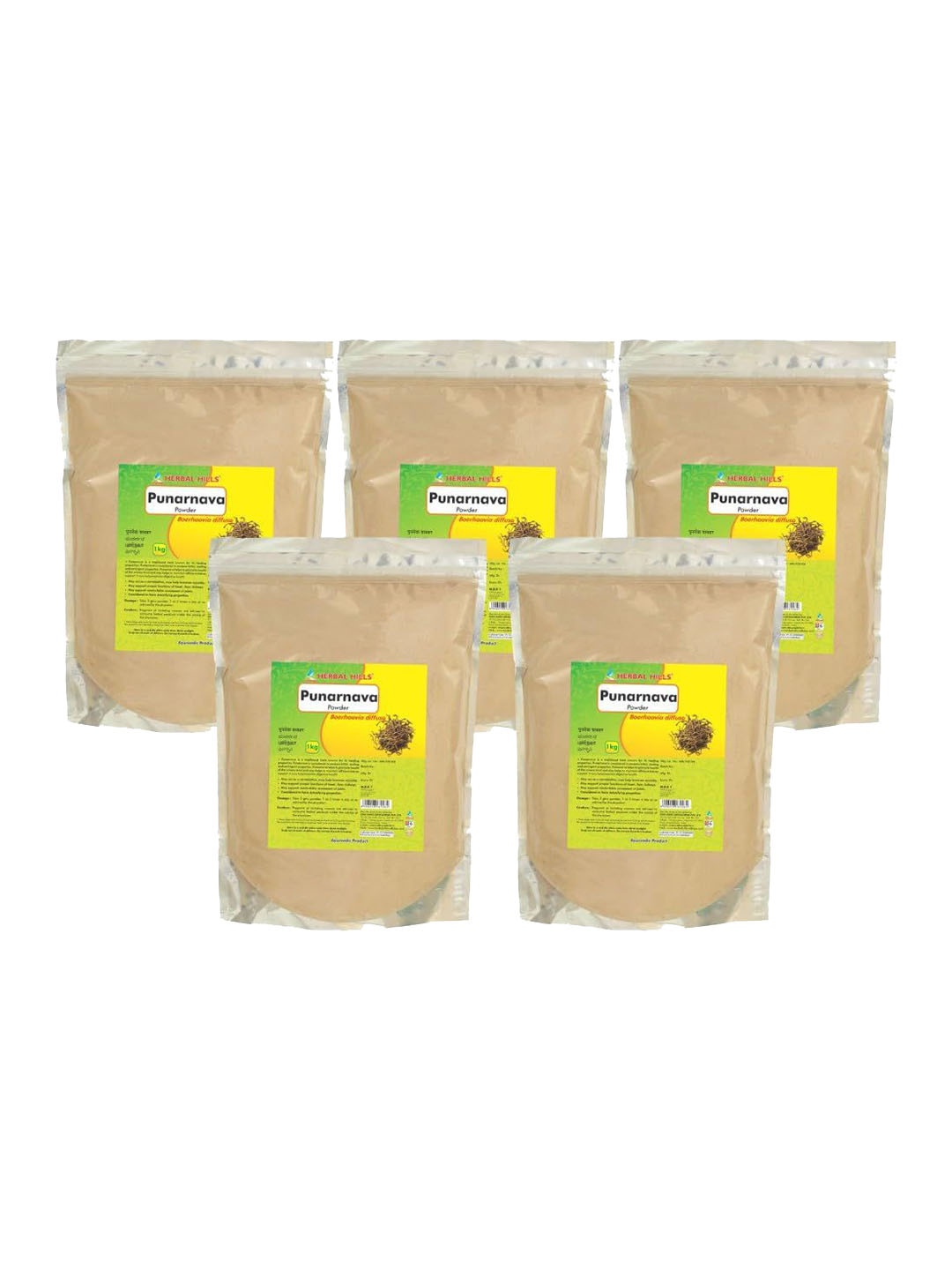 

Herbal Hills Punarnava Powder (1 Kg Pack of 5), White