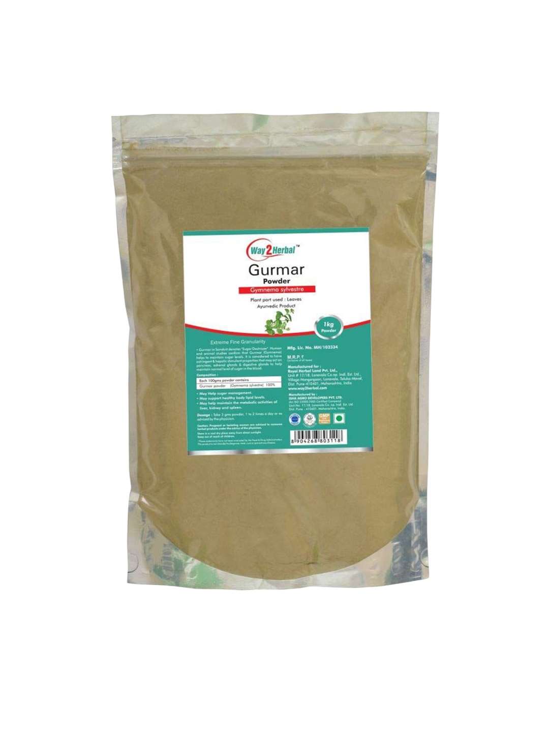 

Herbal Hills Way2Herbal Gurmar Powder (1 Kg Pack of 1), White