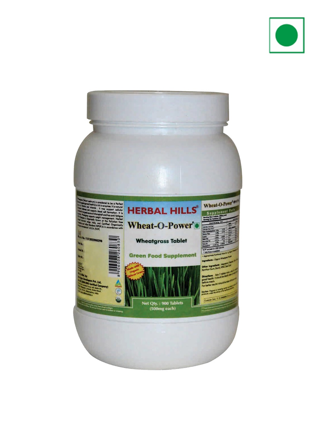 

Herbal Hills Wheatgrass Tablets (900 Count Pack of 1), White