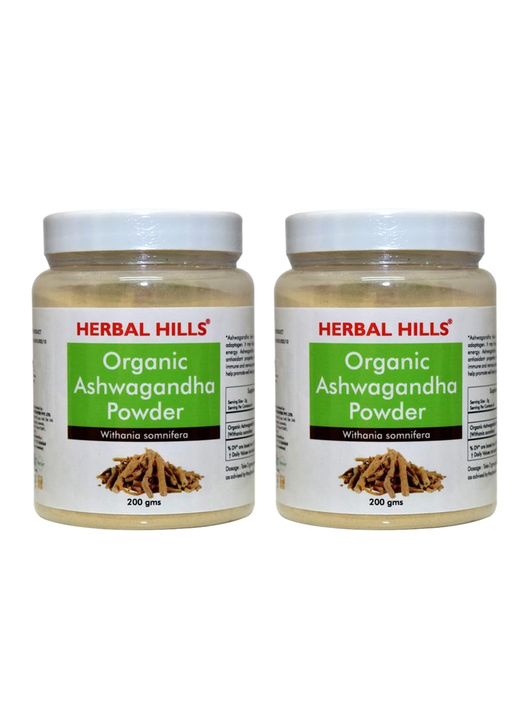 

Herbal Hills Organic Ashwagandha Powder 200 Gms Pack of 2, White