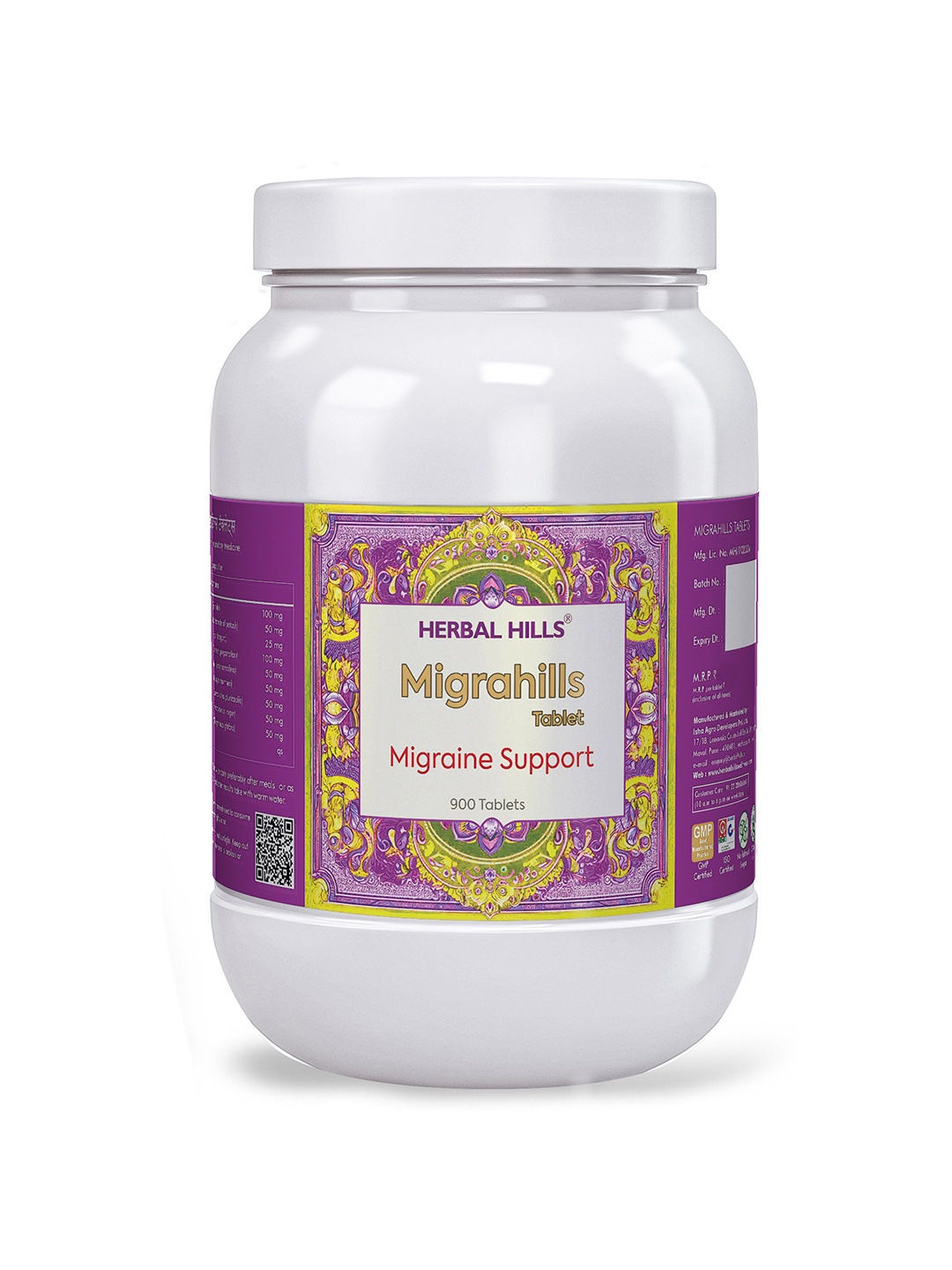 

Herbal Hills Migrahills Tablets (900 Tablets (Pack of 5)), White