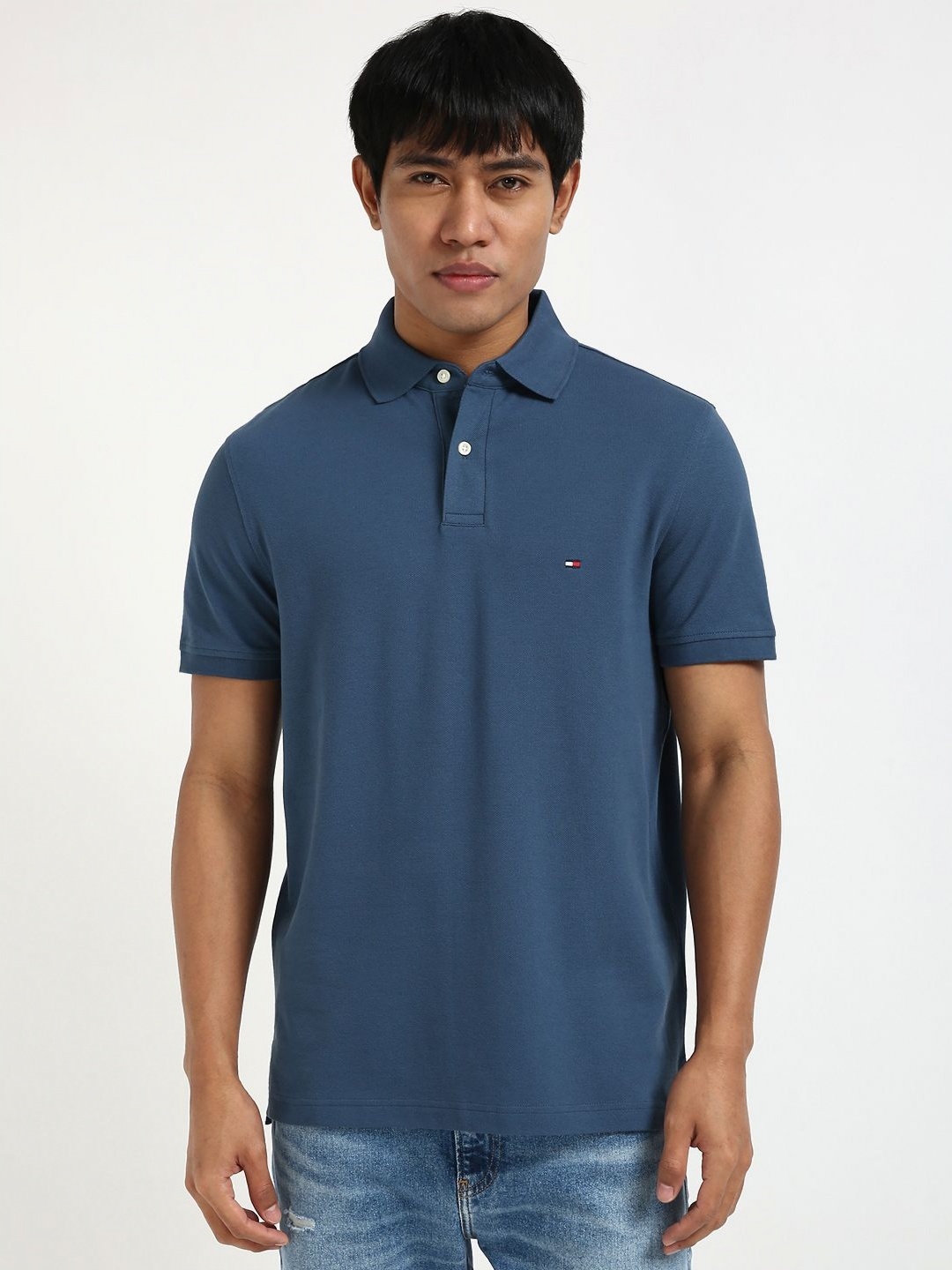 

Tommy Hilfiger Men Solid Polo Collar Cotton T-shirt, Blue