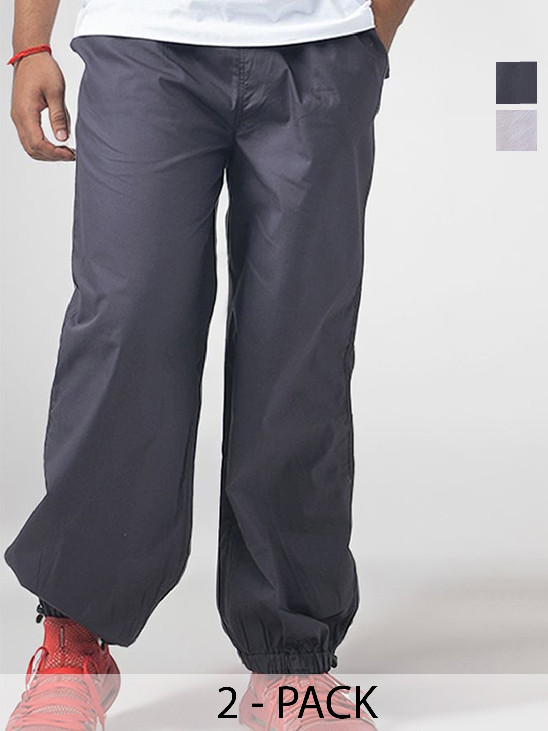 

IZF Men Pack Of 2 Loose Fit High-Rise Joggers Trousers, Grey