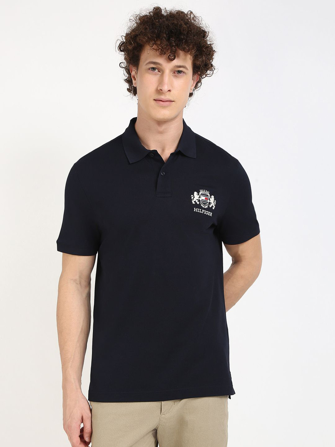 

Tommy Hilfiger Men Solid Polo Collar Cotton T-shirt, Black