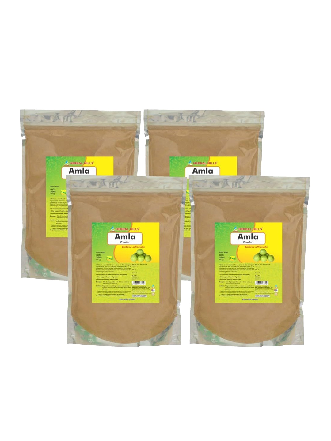 

Herbal Hills Amla Powder (1 Kg Pack of 4), White