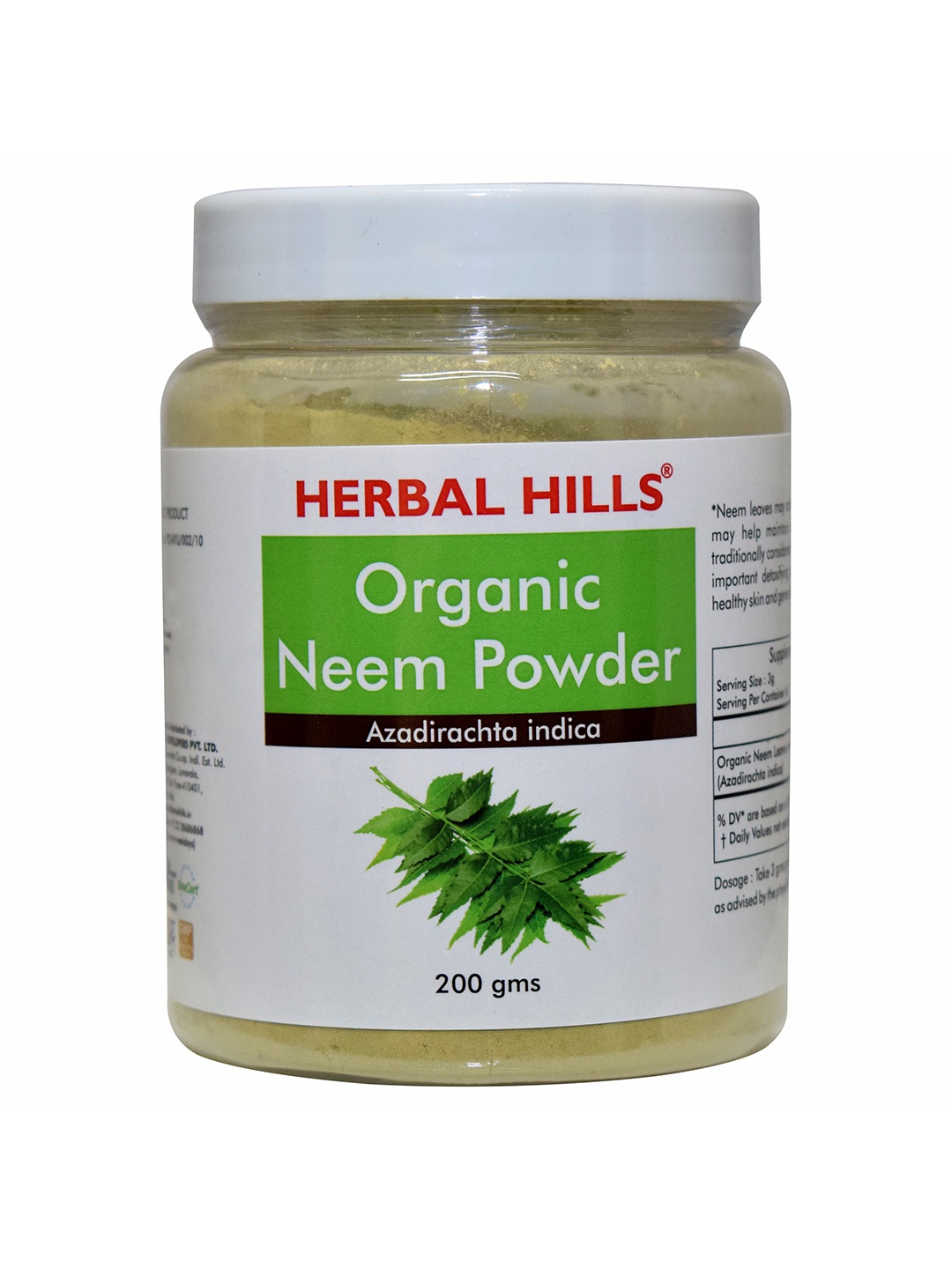 

Herbal Hills Organic Neem Powder Azadirachta Indica (200 Gram Pack of 1), White