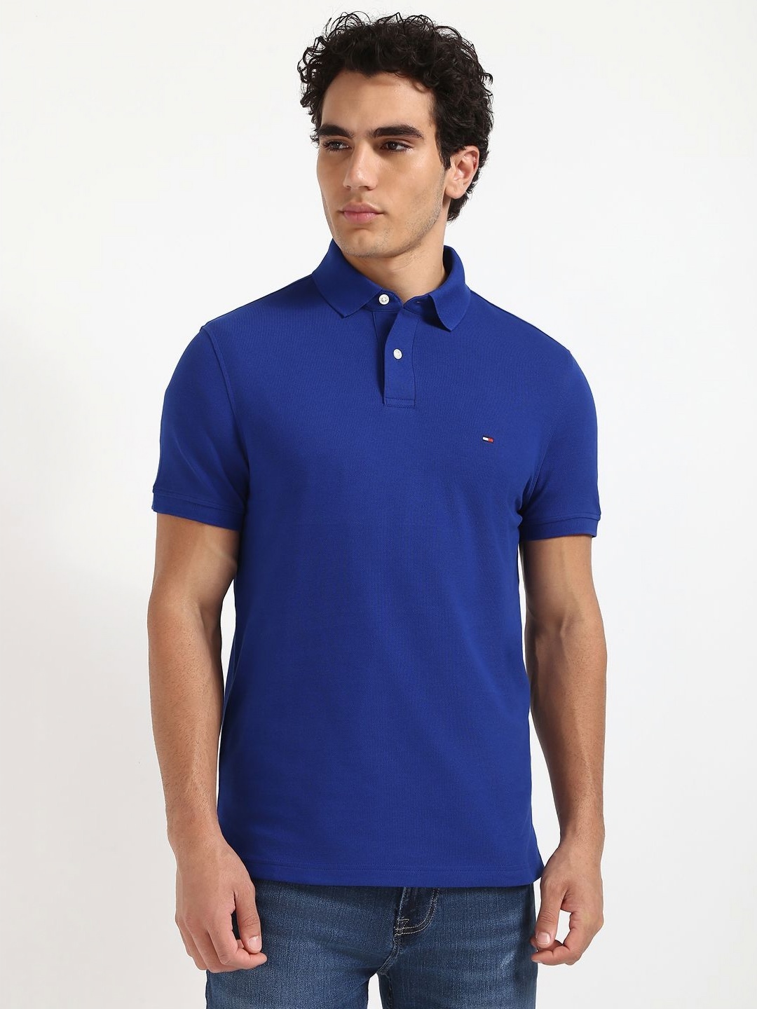 

Tommy Hilfiger Men Solid Polo Collar Cotton T-shirt, Blue