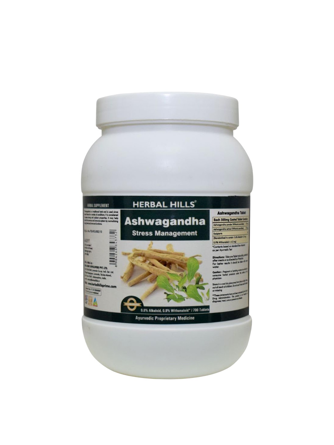 

Herbal Hills Ashwagandha Withania somnifera 700 Tablets, White