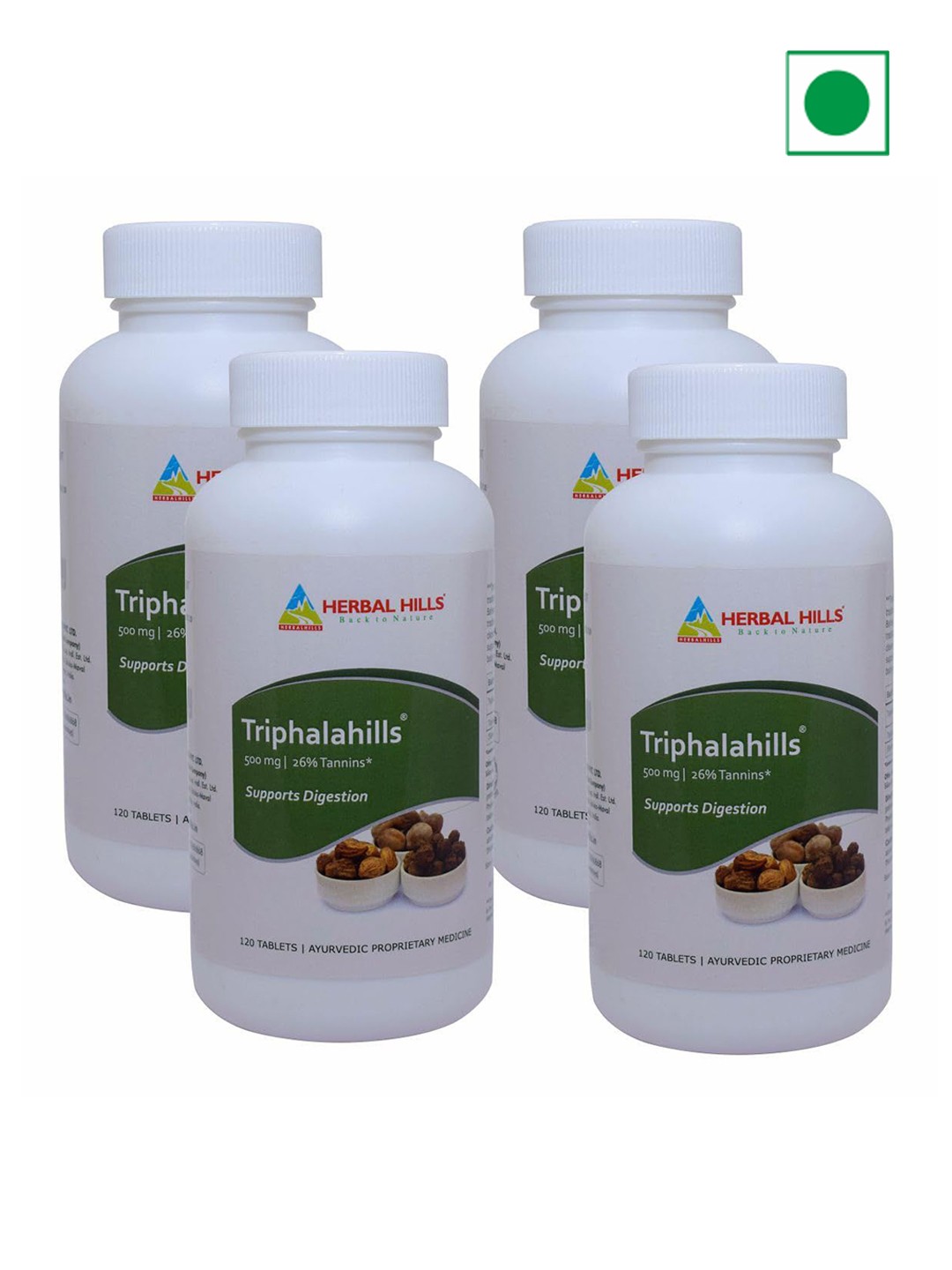 

Herbal Hills Triphala Tablets (120 Tablets (Pack of 4)), White