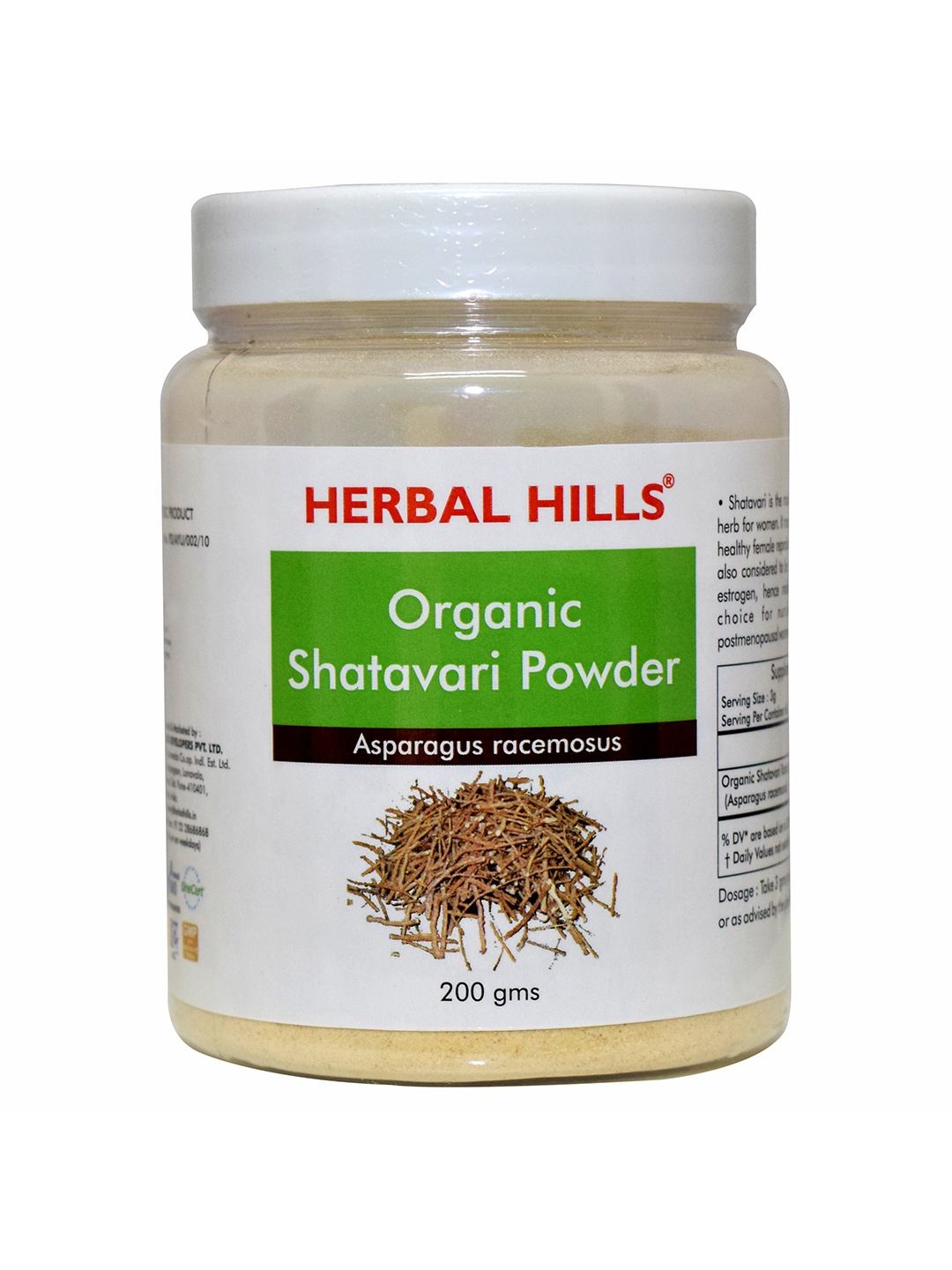 

Herbal Hills Organic Shatavari Powder (Asparagus Racemosus) 200 gm Pack Of 1 Used To Maintain The Balance, White