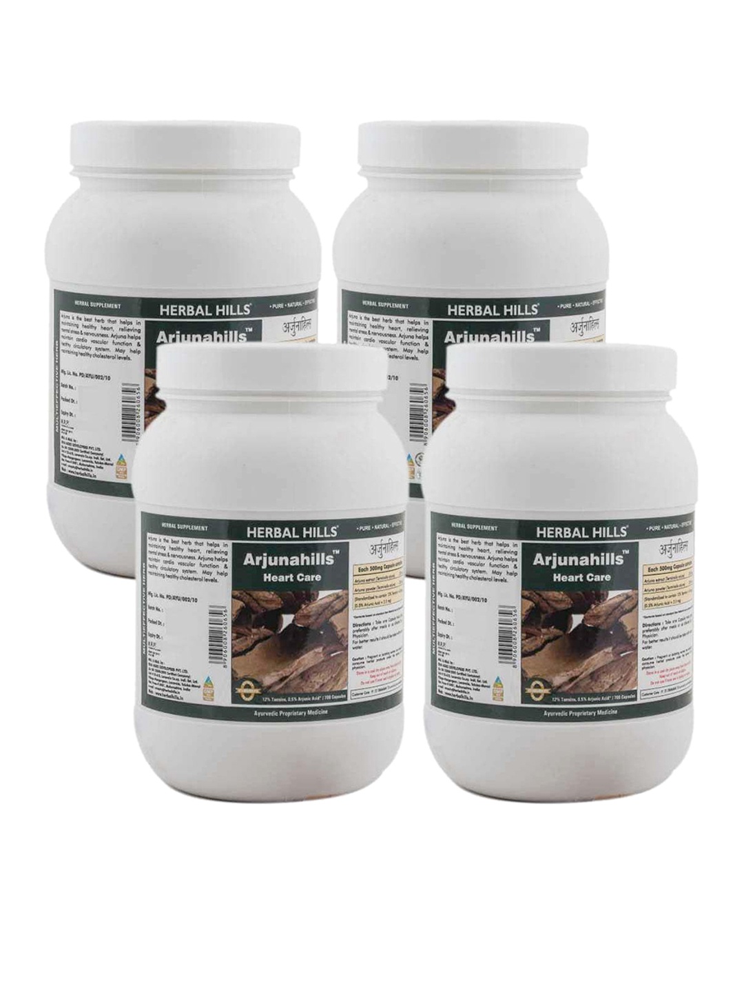 

Herbal Hills Arjuna Capsules (700 Capsule (Pack of 4)), White